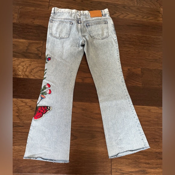 Gucci Light Blue Flare Jeans with Floral Embroidery - Picture 4 of 7